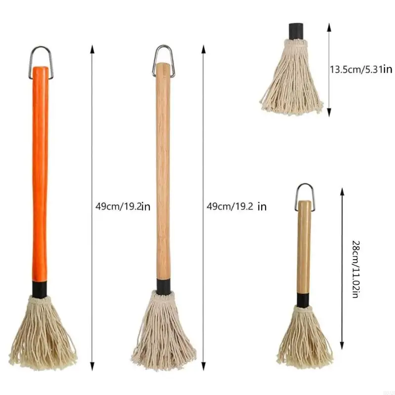 D0AB BBQ MOP Brush Set Brunch مع مقبض خشبي مناسب للخبز والشواية