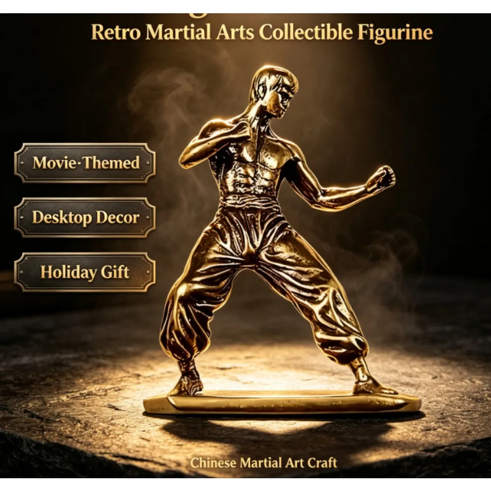 Brass Kung Fu Martial Artist Figurine Statue Retro Chinese Martial Arts Collectible Home Decor Christmas Gift