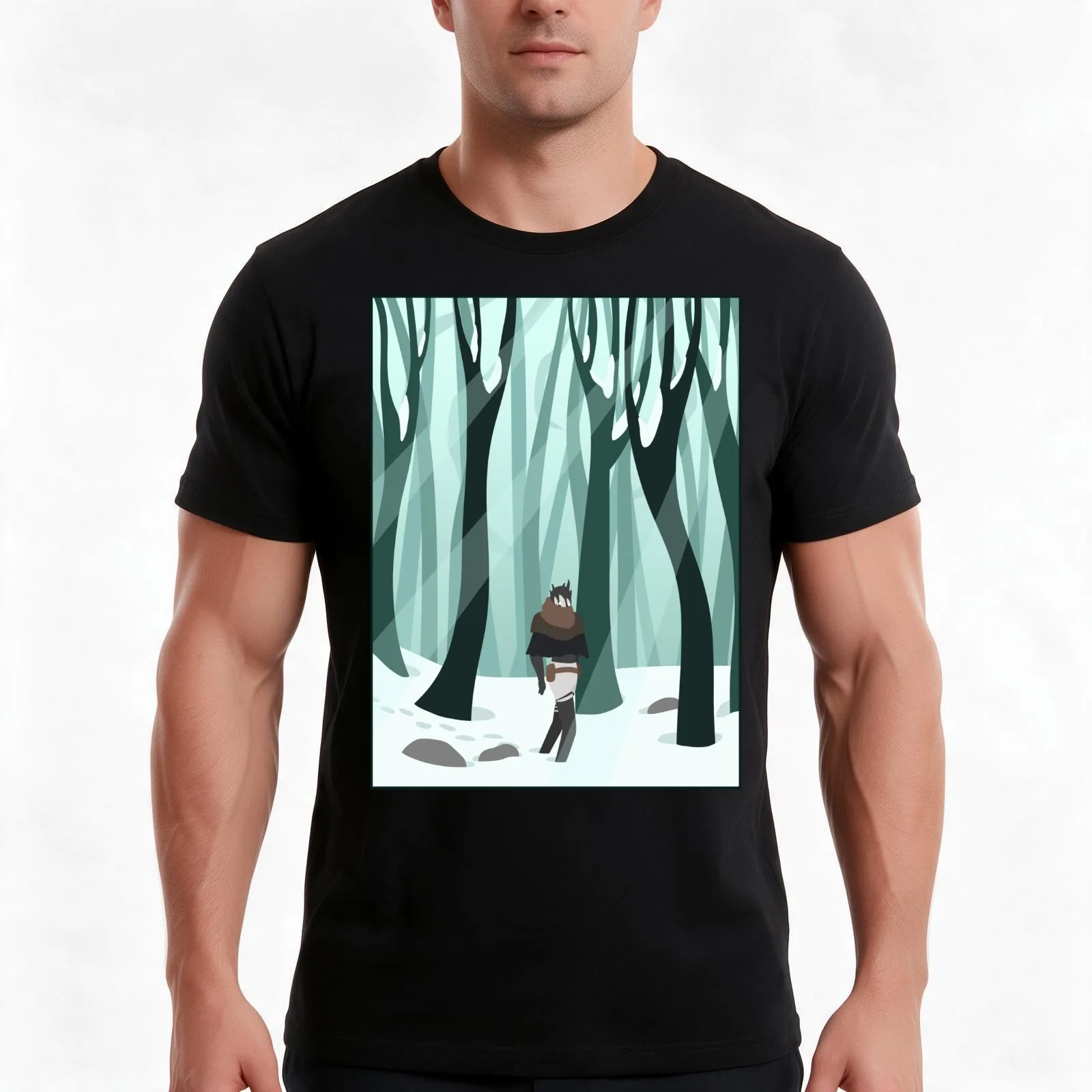 Winter Wraith T-Shirt, Summer Casual Cotton Tee, Oversized Streetwear Tops, Vintage Graphic Print, Loose Fit Short Sleeve