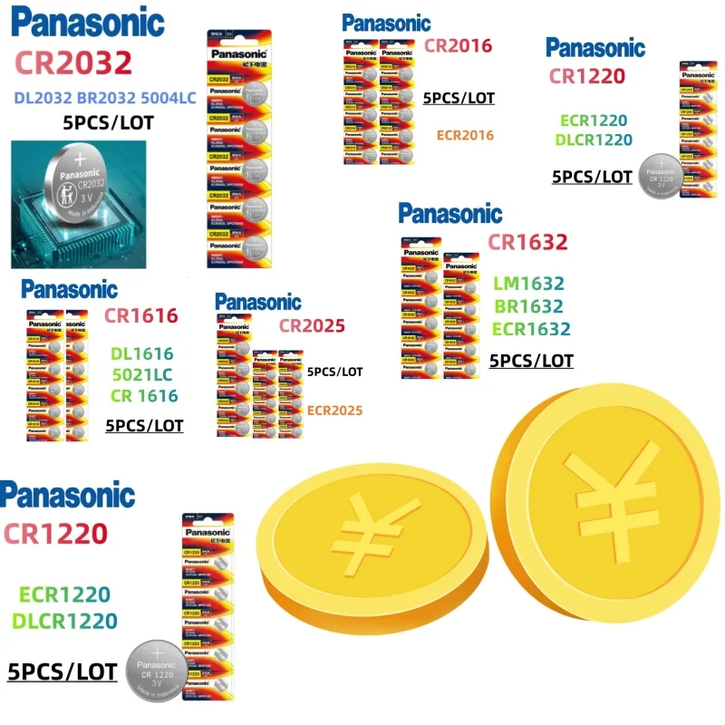 5 шт. оригинальная литиевая батарея Panasonic CR2032 CR2025 CR2016 CR1632 CR1616 CR1620 CR1220 CR2032 Batteria CR 2032 5 шт. оригинальная литиевая батарея Panasonic CR2032 CR2025 CR2016 CR1632 CR1616 CR1620 CR1220 CR2032 Batteria CR 2032