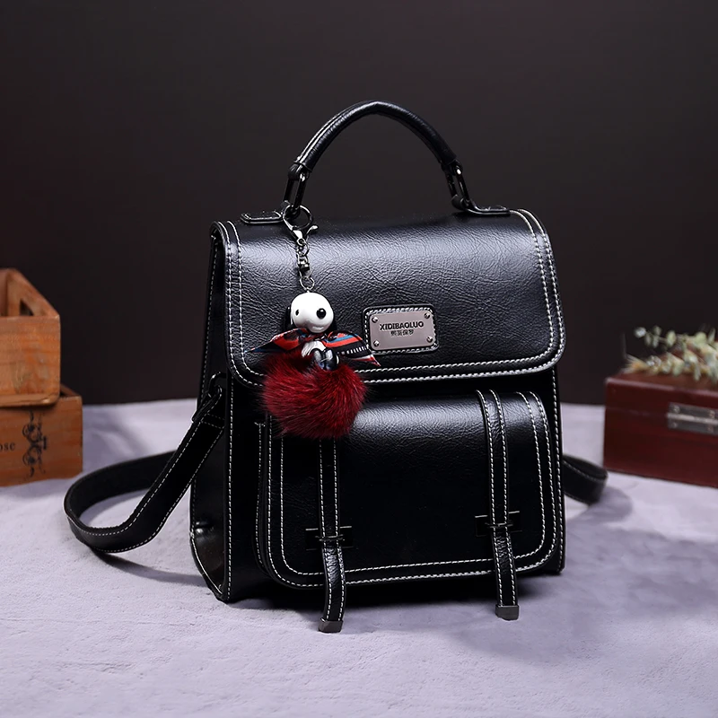 

Leather Double oulder Bag Women's Large Capaci Faionable Retro College Sle Travel Bapa Personali Matching Daily...