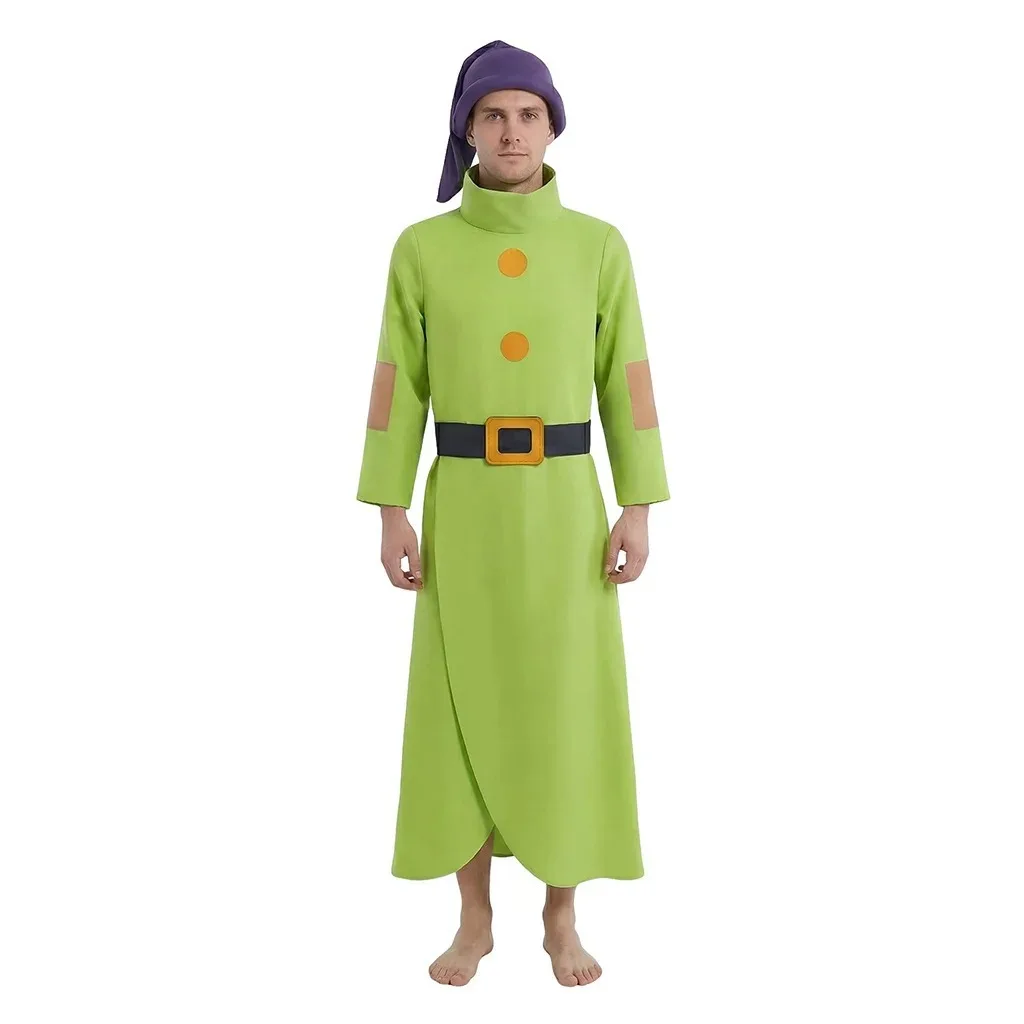 

Snow White Seven Dwarfs Dopey Green Robe Cosplay Costume, Halloween Role‑Play Outfit, Premium Fabric Full Set