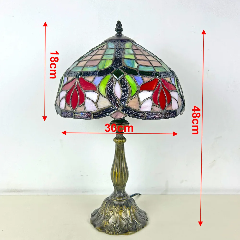 12 Inch 30cm Retro Manual Stained Glass Lampshade Tiffany Table Lamp