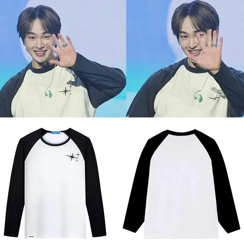 KPOP SHINee Onew Concert Same Raglan Long Sleeve T Shirt Women Men Harajuku Vintage 90s Round Neck Casual Loose Pullover Tops