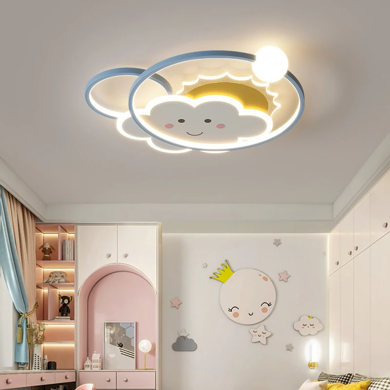 Imagem -02 - Lâmpada de Teto Led para Quarto de Criança Lindo Sol Arco-íris Nuvem Criativa Desenhos Animados Berçário Menino Menina Luminária de Quarto