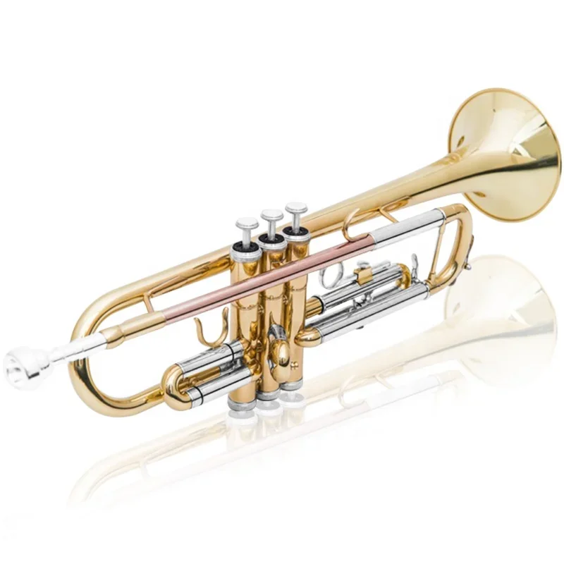 Personalizado Trompetes de Vento Instrumento Musical, Brass Band Lacado Ouro, Trompete para Iniciante, bb