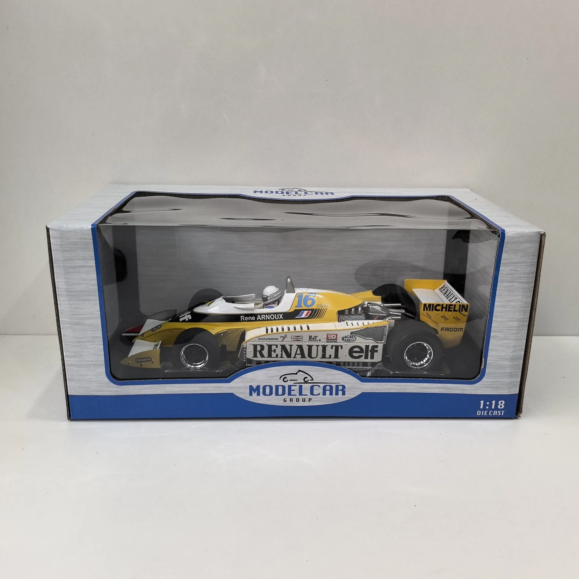 MCG fundido a presión escala 1/18 RENAULT RS10 # 16 GP 1979 René Arnoux Gran Bretaña Renault F1 Modelo de coche de aleación