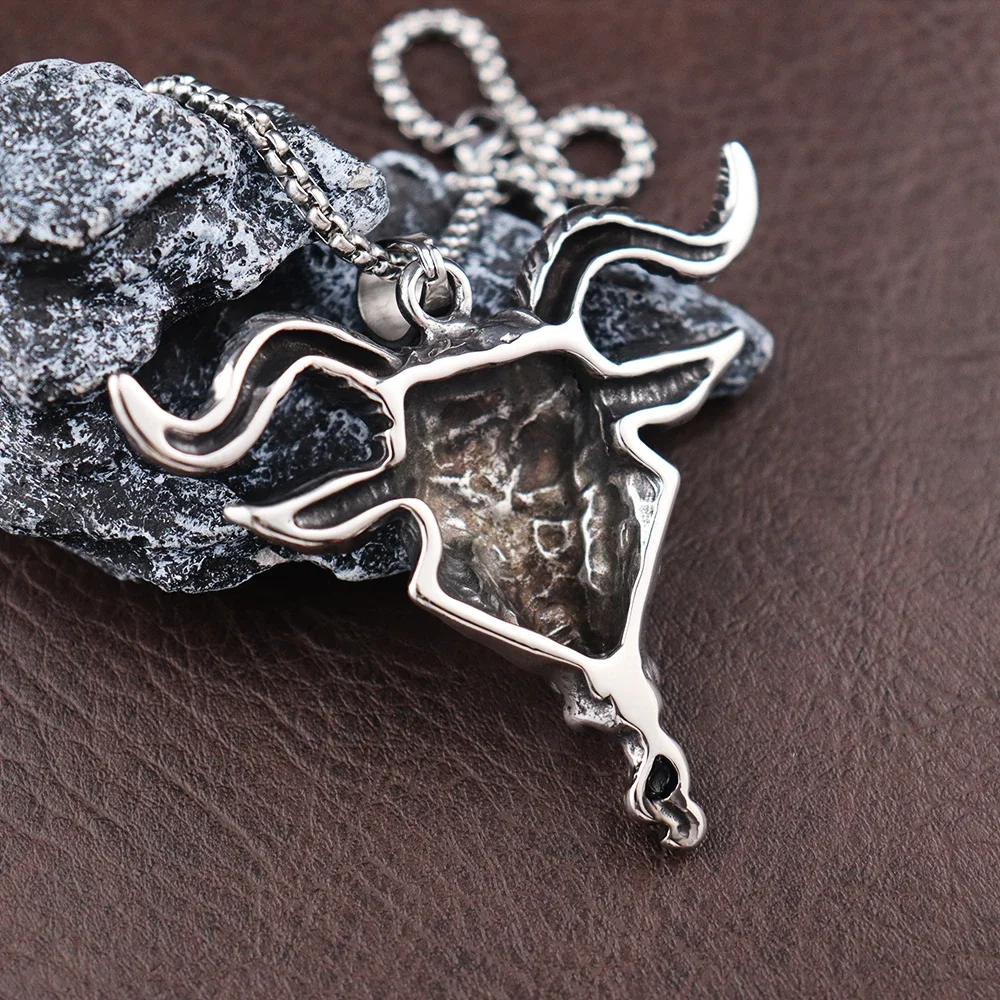 Gothic Lucifer Goat Men's Pendant Chain Popular Charm Stainless