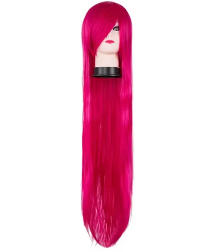 Synthetic Heat Resistant Long Dark Pink Party Salon Carton Roles 40 Inches/100 CM Costume Cos-play Hair