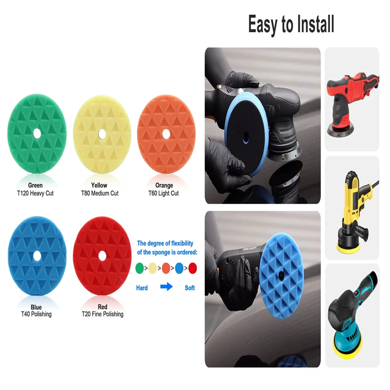 5Pcs 6 Zoll Schwamm Auto Polierer Wachsen Pads Polieren Kit Für Boot Auto Polnischen Puffer Rad Polieren Entfernt kratzer