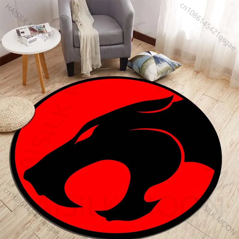 Abstract Red and Black Beast Logo Printed round carpet living room sofa table large pet mat soft round carpet home decor