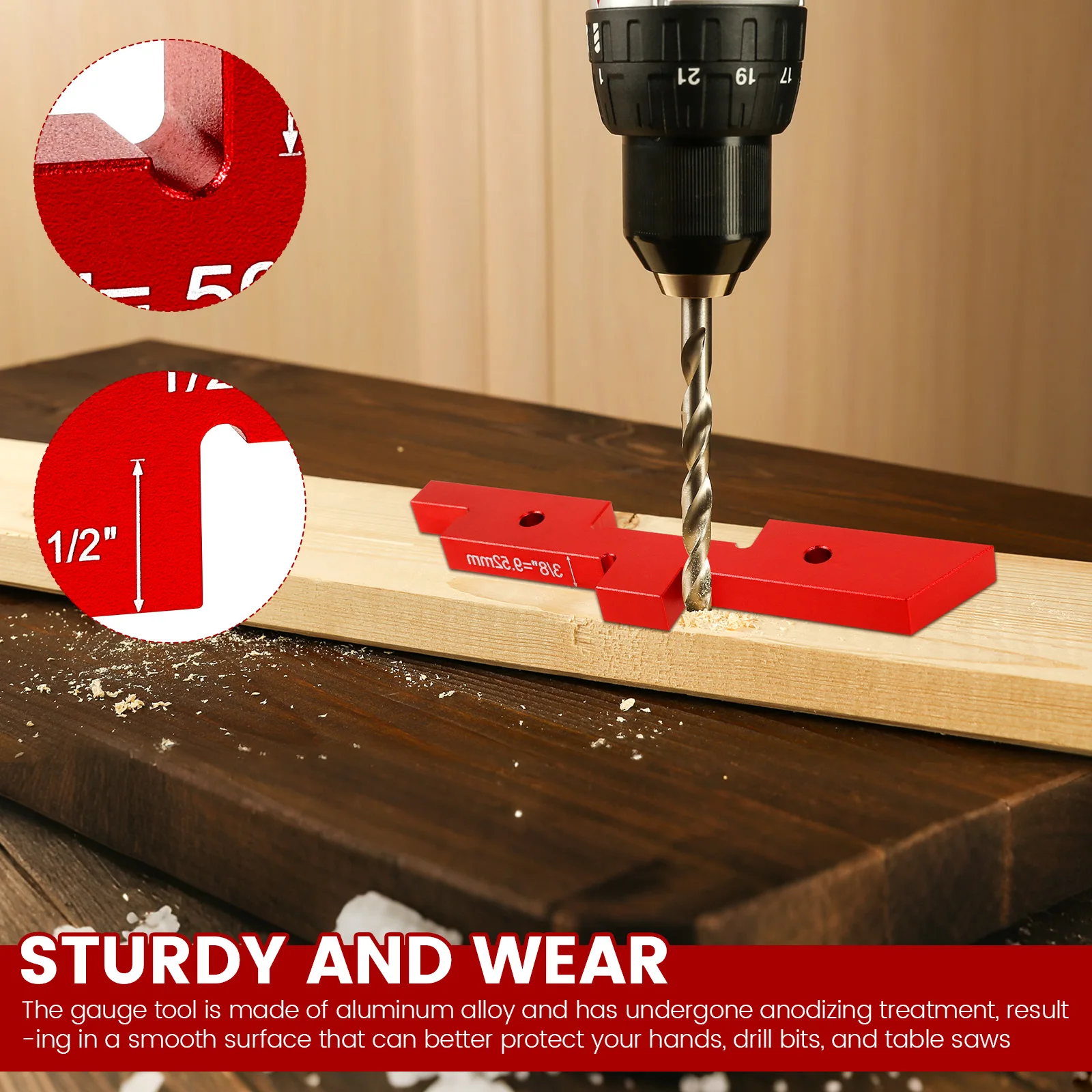7 Buah Blok Pengaturan Meja Router Set Pengukur Tinggi Blok Pengaturan Kayu Aloi Aluminium dengan Label Terukir untuk Pertukangan