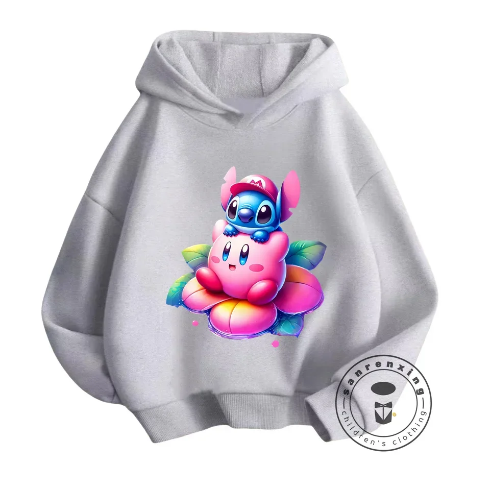 Japanese Style Kirby Hoodie for Kids Spring Autumn Casual Wear Cartoon Printed Popular Game Character Fashion Street Pullover