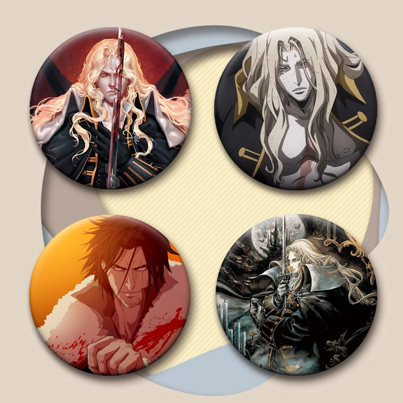Tinplate Soft Button Pin Anime Castlevania Brooch for Bag Creative Jewelry Gift Leon Belmont Simon Belmont Richter Belmont Badge