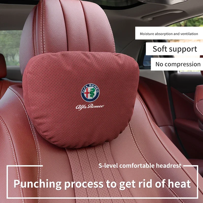 For Alfa Romeo Giulia Stelvio Giulietta 159 147 Car Headrest Neck Support Seat Lumbar Cushion Soft Neck Pillow Car Accessories