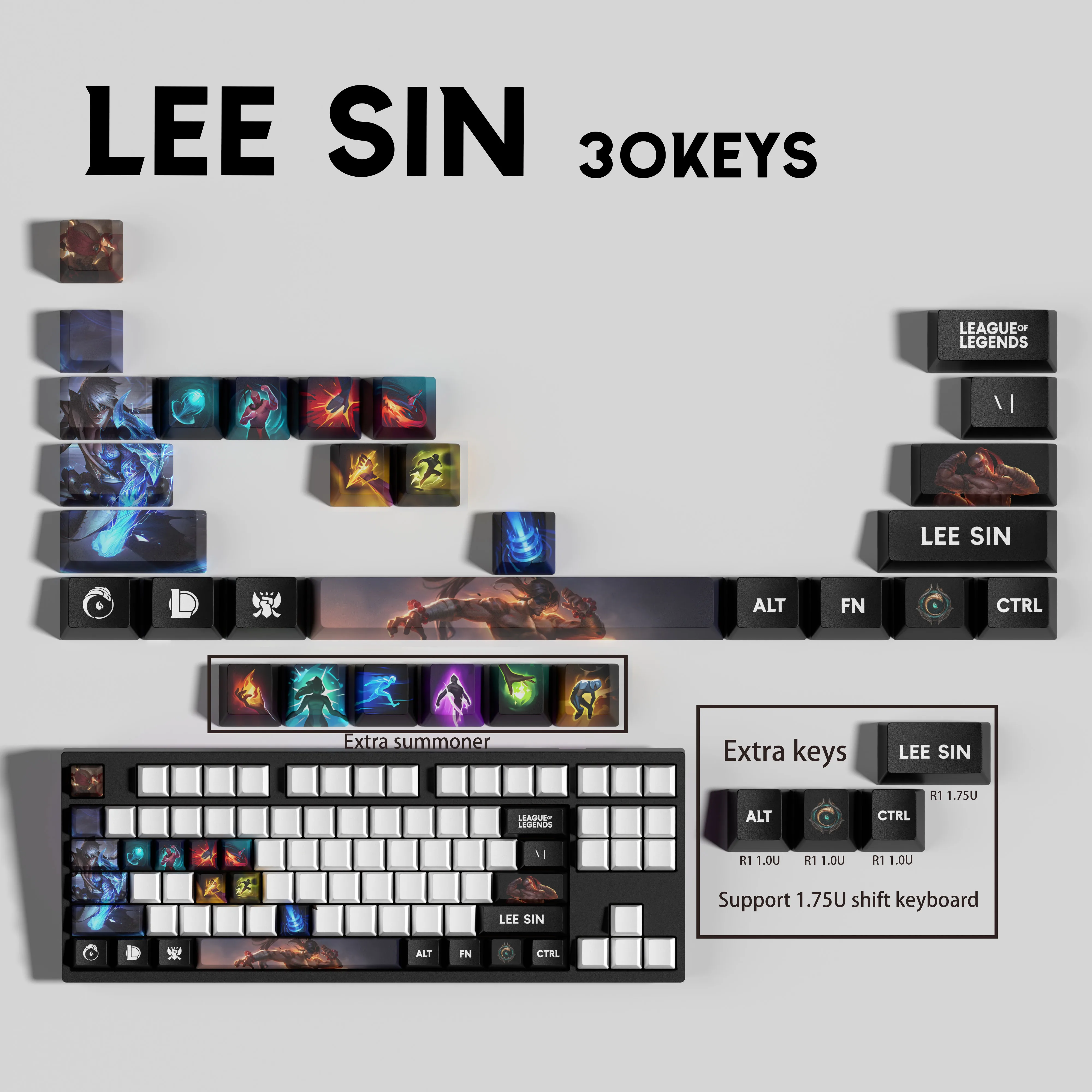 

Lee sin KEYCAPS Новый дизайн колпачков для клавиш League of Legends 30KEYCAPS OEM-профильные колпачки для механической клавиатуры