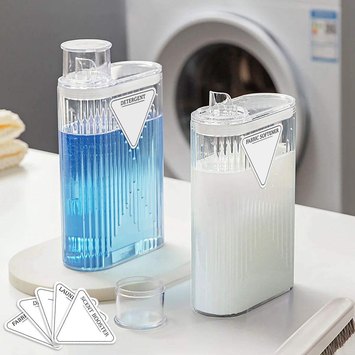 1600ML Large Capacity Laundry Detergent Container Refillable Powder Softener Dispenser with Measuring Cup Laundry Room Decor