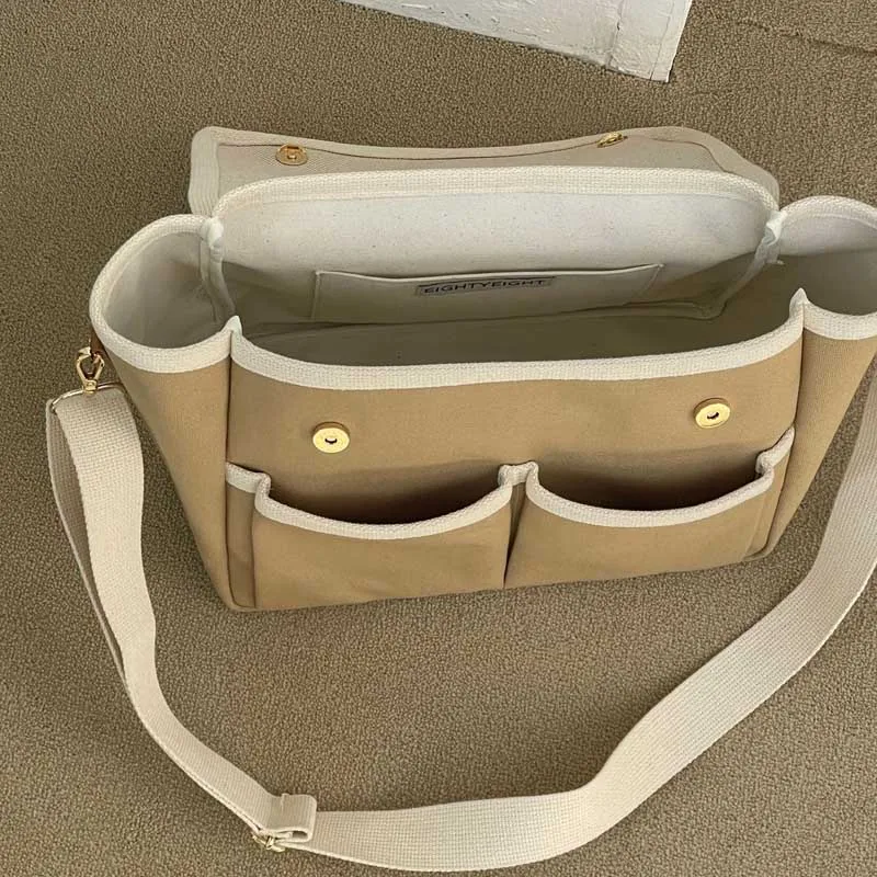 Mommy Bag Simple Style Canvas Diaper Bag Newborn Outdoor Portable Baby Bottle Food Box Storage Pocket With Buckle Handbag