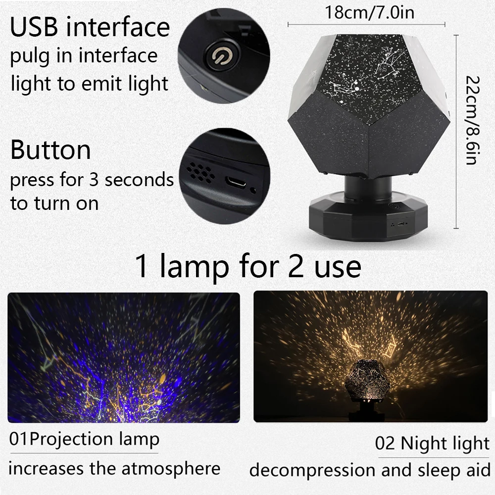 Star Projector Constellation Starry Sky Projector Christmas Gift Led USB Charging Lamp Children\'s Night Light Room Decoration