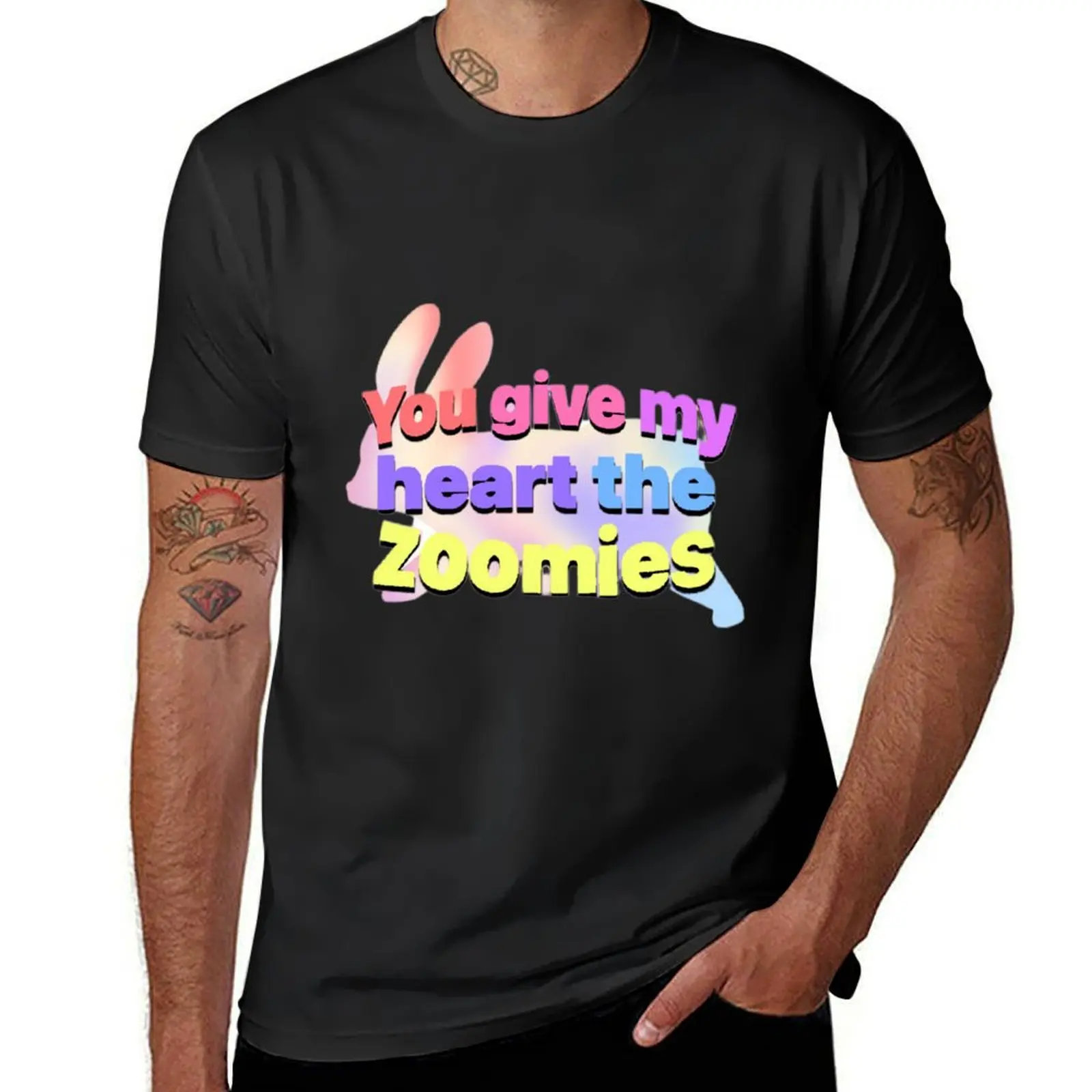 Футболка с надписью «You give my heart the zoomies», аниме одежда, кавайная одежда, летняя одежда, графическая Мужская футболка