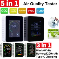 Multifunctional 5 in1 CO2 Meter Digital Temperature Humidity Tester Carbon Dioxide TVOC HCHO Detector Air quality Monitor