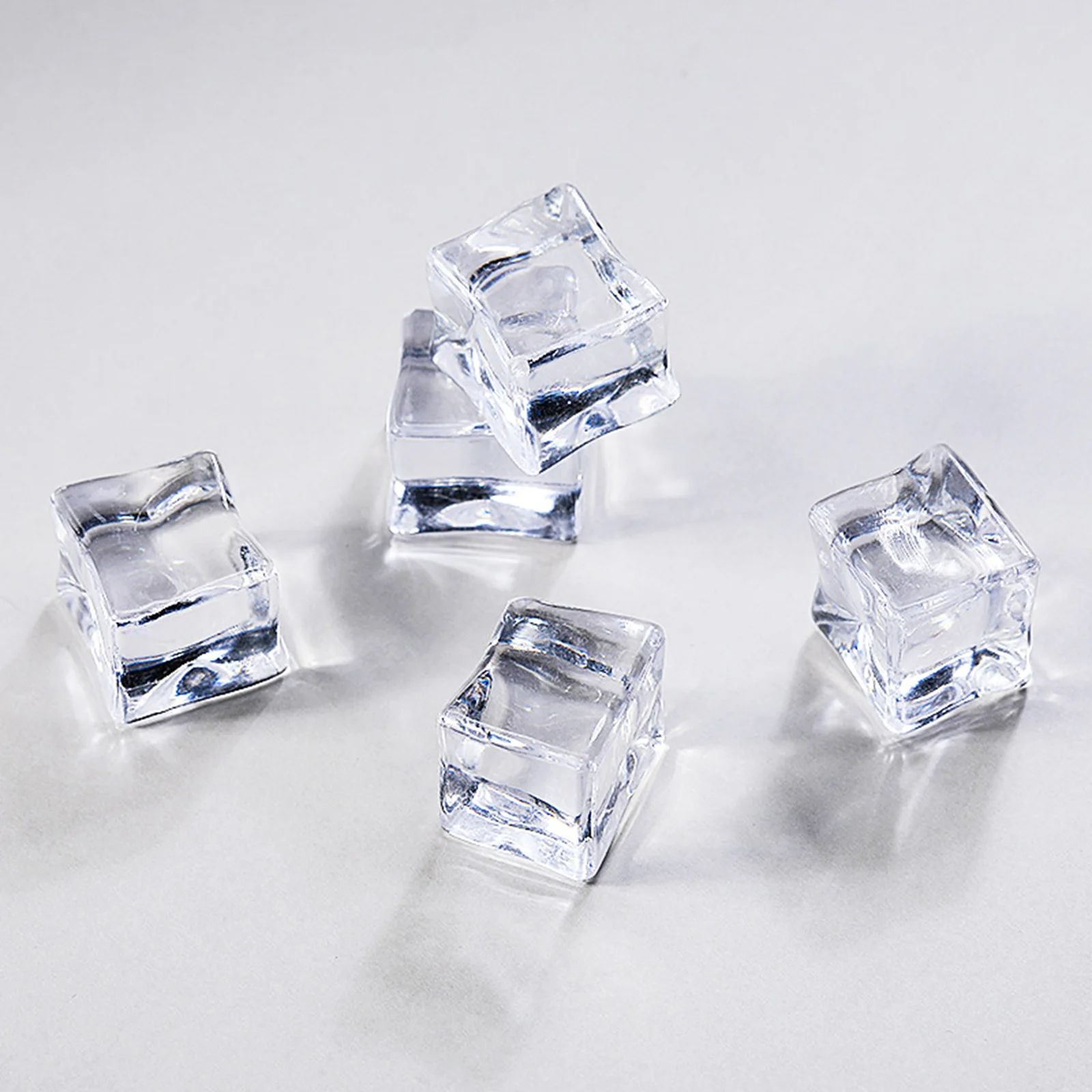 6Pcs Artificial Ice Cubes Acrylic Simulation Big Ice Cubes Broken Ice Cubes Photo Props Decorations Auxiliary Photography Props