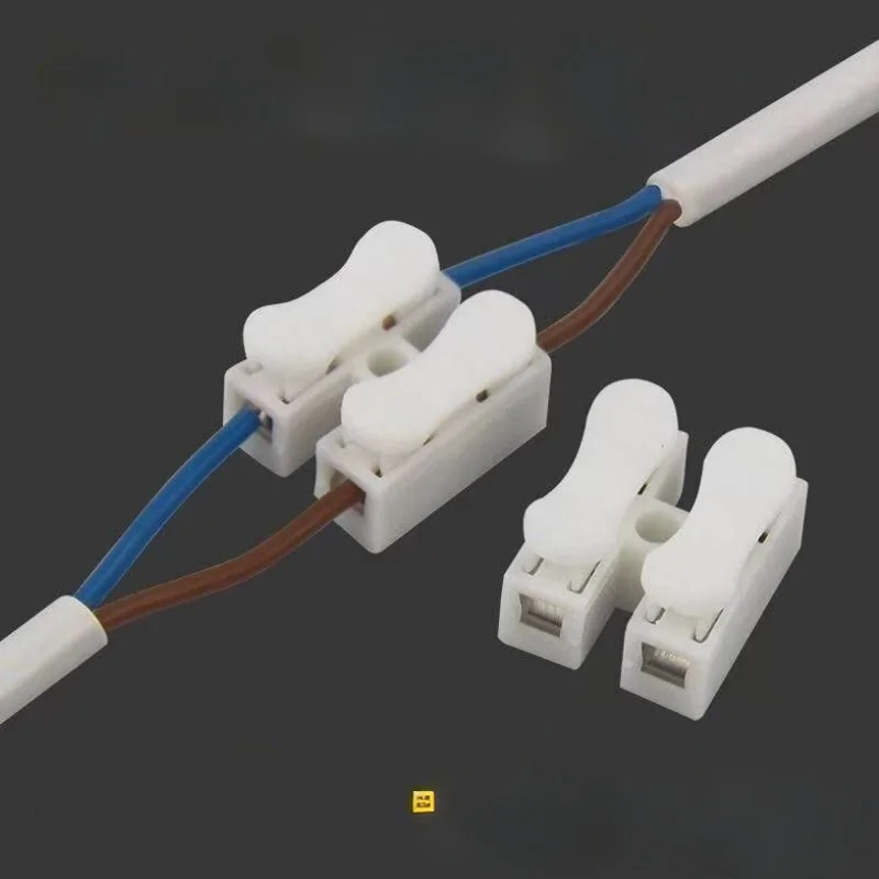 50Pack CH2 Press-Type Quick Connector for Lights - Fast Wiring Terminal for Recessed & Track Lighting