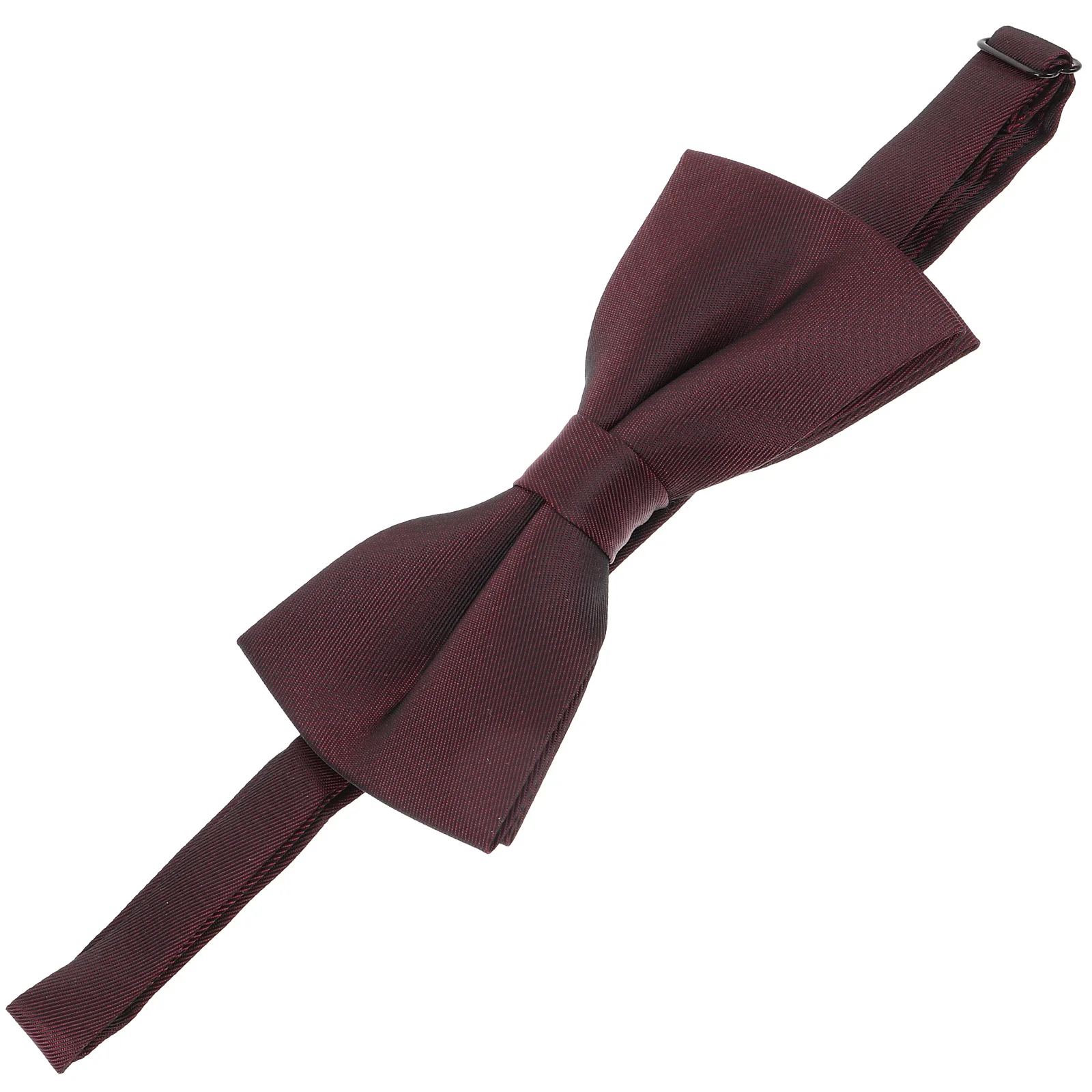 Men Bow Tie Pre-Tied Solid Color Burgundy Double Layer Adjustable Length for Wedding Prom Groom Party Formal Wear