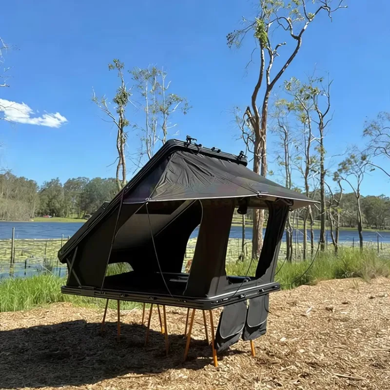 Car camping tent aluminum hard shell roof tent with solar panels