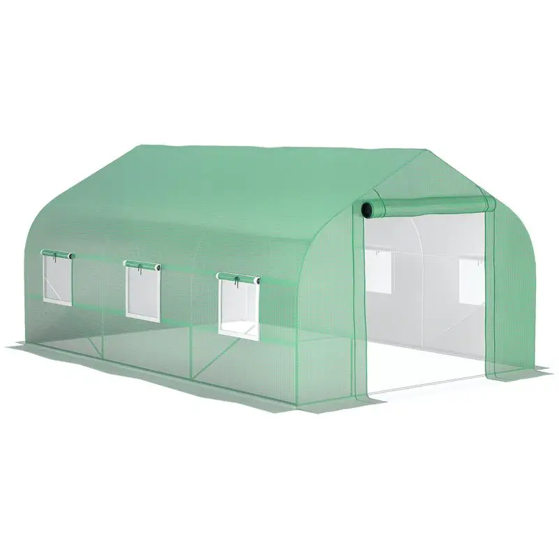 

11.5' x 10' x 6.5' Outdoor Portable Walk-In Tunnel Greenhouse with Windows-Deep Green