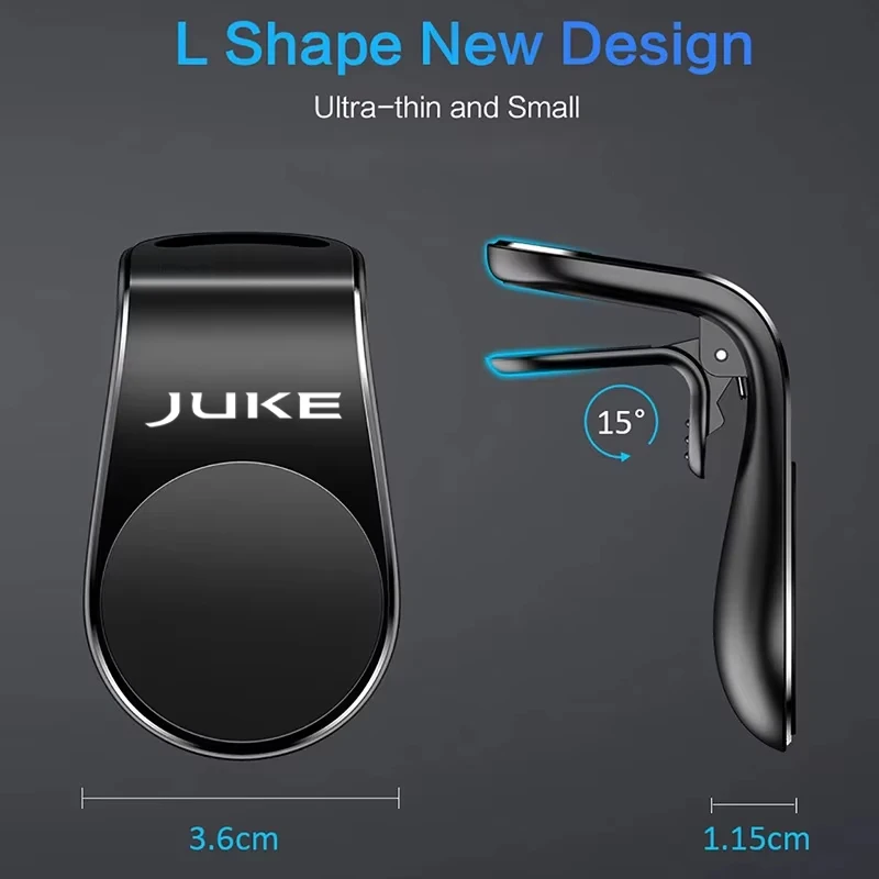 Car Metal Magnet Phone Holder Convenient Interior Accessories For Nissan Juke Logo Car Magnetic L-shaped Car GPS Phone Stand