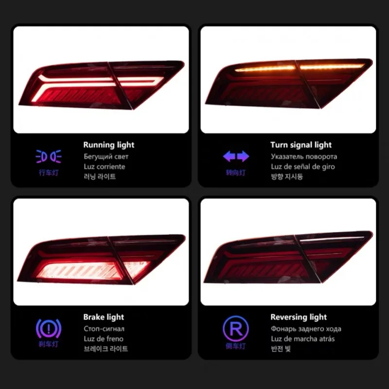 Auto Accessories 12 to 18 for Audi A7 Taillights Assemblies Modified with LED Water Steering Rear Tail Lamp A7 New Model