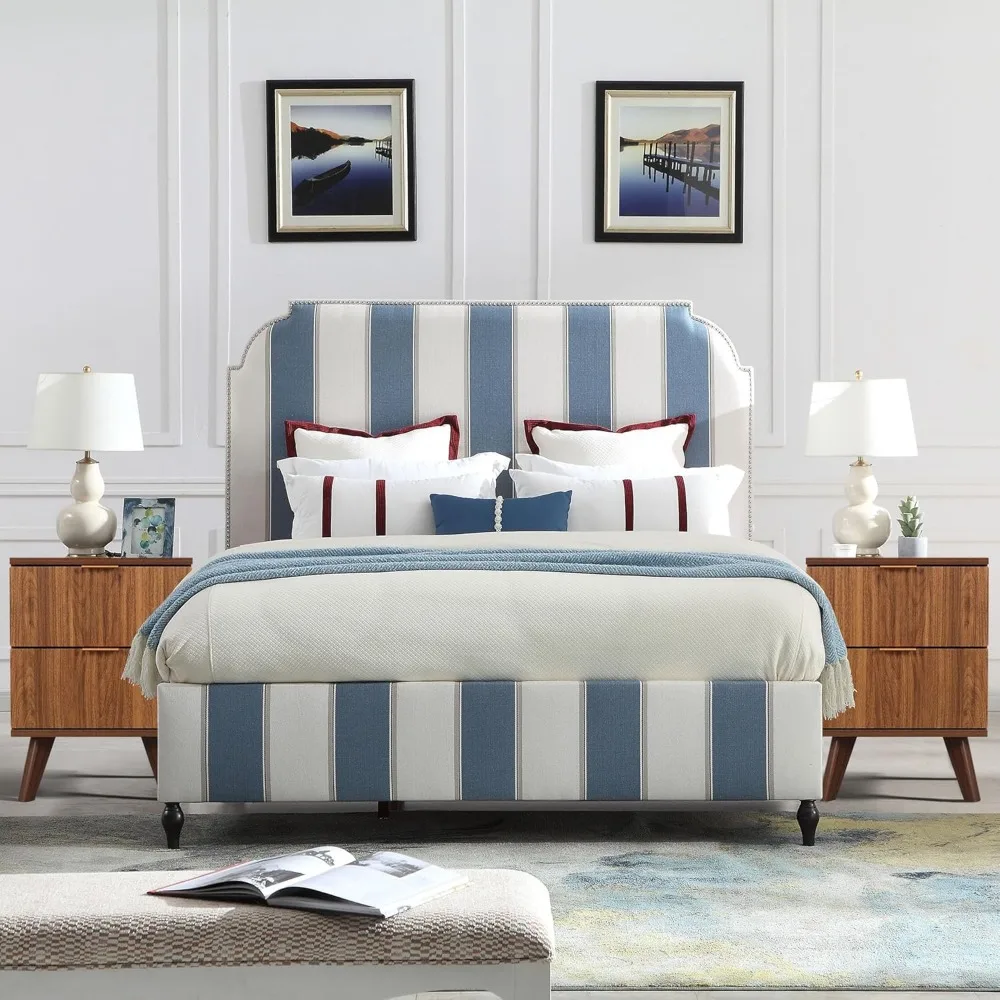 طقم منضدة مخدد حديث مكون من قطعتين من منتصف القرن، وخزانة غرفة نوم بدرجين مع طاولات جانبية صغيرة #2