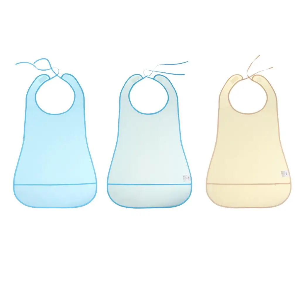 Waterproof Clothing Protector Bib with Catch Pocket Dining Eating Bib Apron for Adult Elderly Patient Care