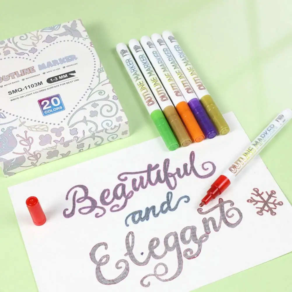 Pena tahan luntur pena Highlighter Set Glitter Highlighter garis spidol Set untuk seni menakjubkan menulis untuk mewarnai