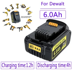 for DeWalt 18V Battery Tools 6.0Ah DCB200 DCB184 DCB181 Replacement Li-ion Battery for DeWalt MAX XR power tool lithium Battery