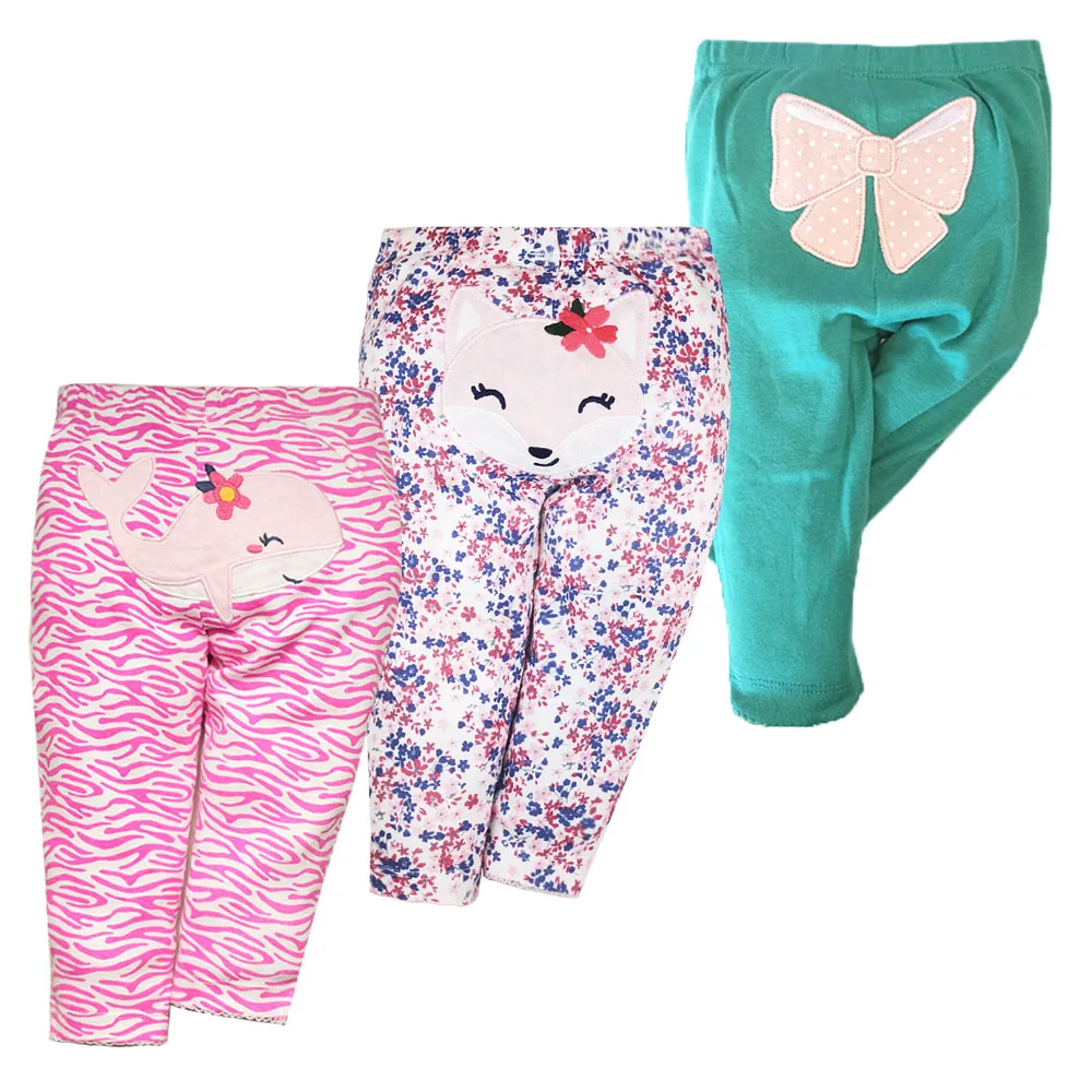 3/5PCS/LOT Newborn Pants Cartoon Four Seasons 100% Cotton Soft Girl Pants Baby Boy Trousers Pants 9-24M-3TM Baby Girl Leggings