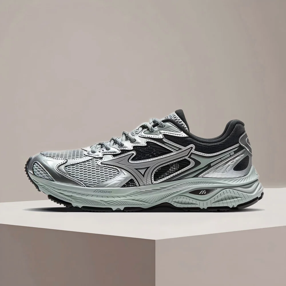 Mizuno RACER V2 Unisex Silver Low-Top Runners–Breathable Construction,Lightweight Cushioning &Long-Lasting Durability D1GH250601