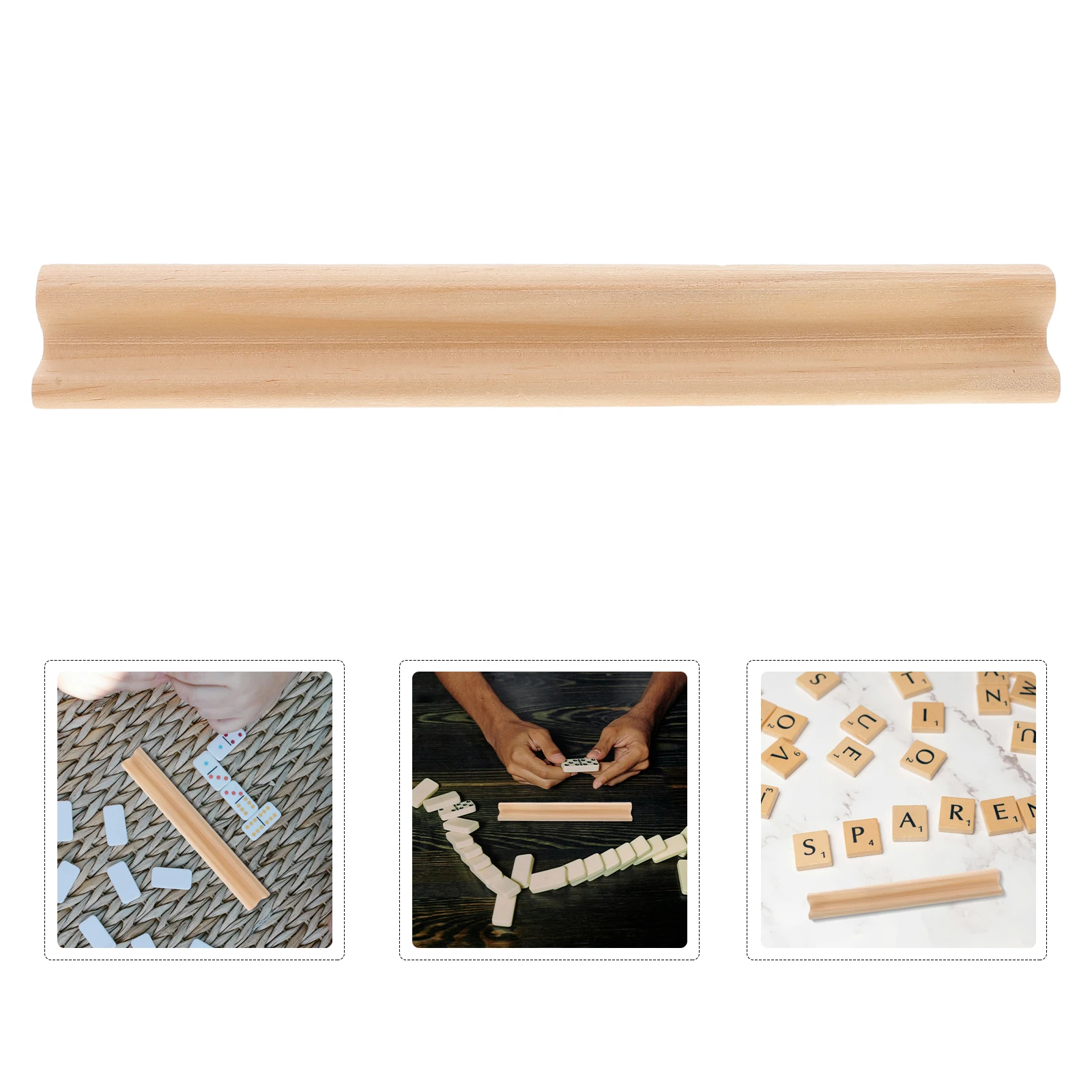 Stojak na domino z drewna naturalnego, 7,4 cala, uchwyt na płytki do gier typu Mexican Train, podstawa do układania liter, akcesorium do gier, dekoracyjny stojak.