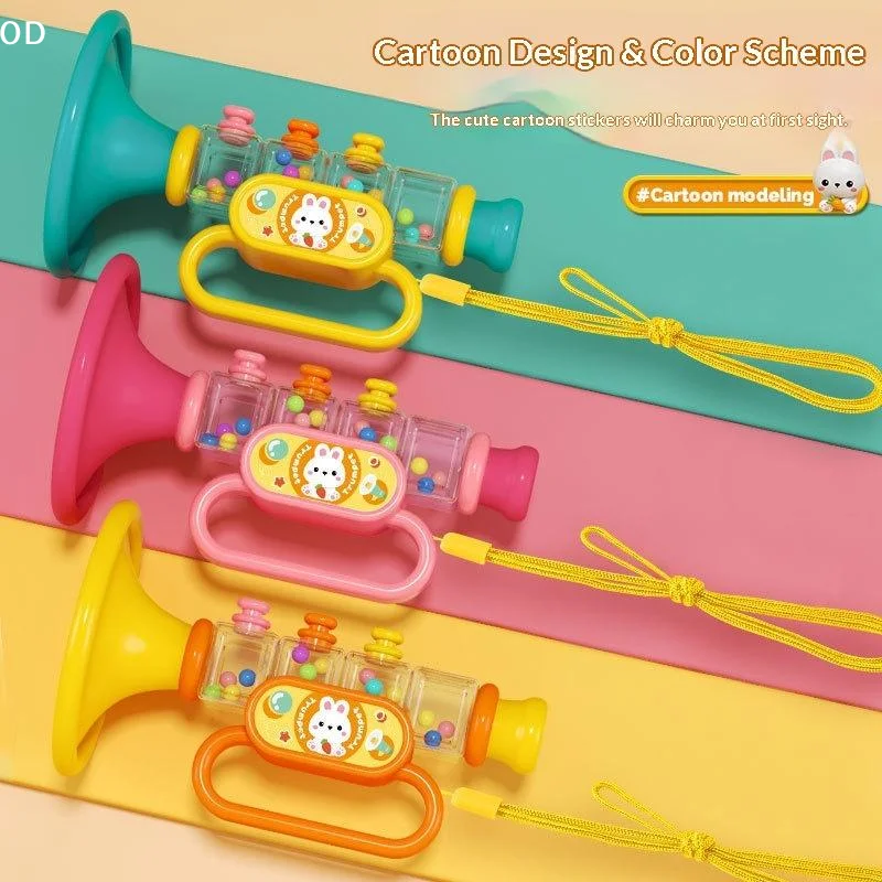 Cartoon Baby Trumpet Toy Cute Horn Toys Mini Blowing Trumpet With Hanging Rope Early Education Musical Toy For Toddler Gifts