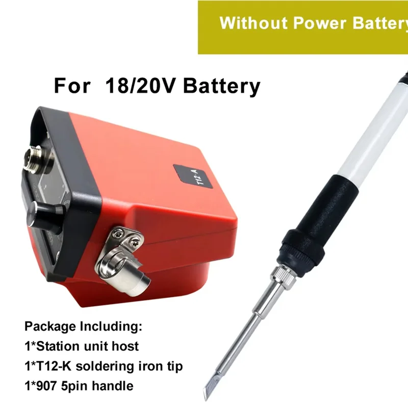 

【Hot Selling】T12-A Portable Cordless Soldering Station 72W T12 Solder Iron For 18/20V Li- Battery For DIY Repair Solde