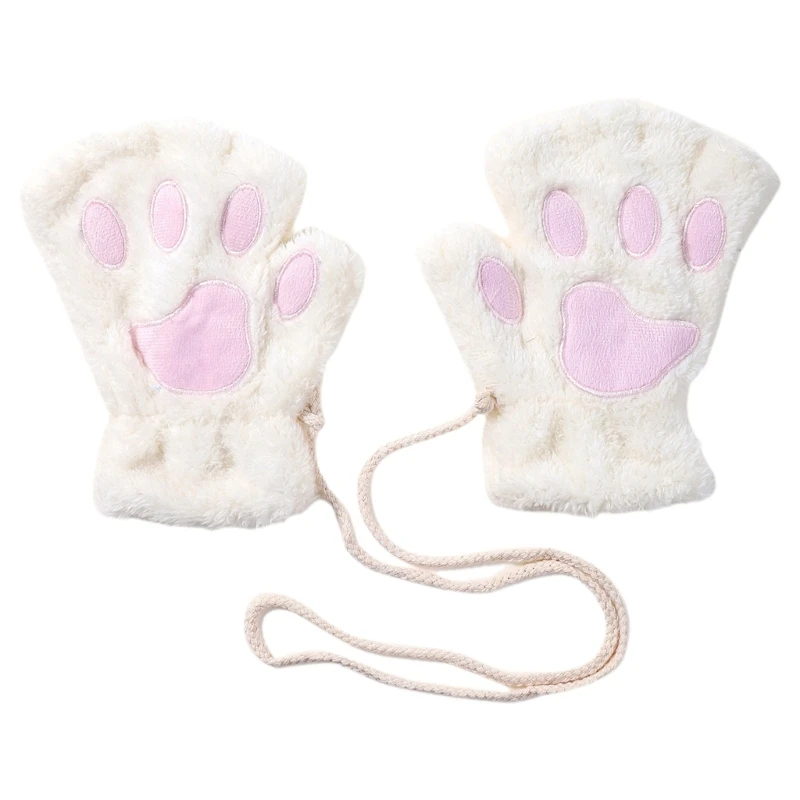 d'hiver doux pour enfants, mitaine en forme patte d'ours chat, demi-doigt, fournitures d'hiver, livraison directe