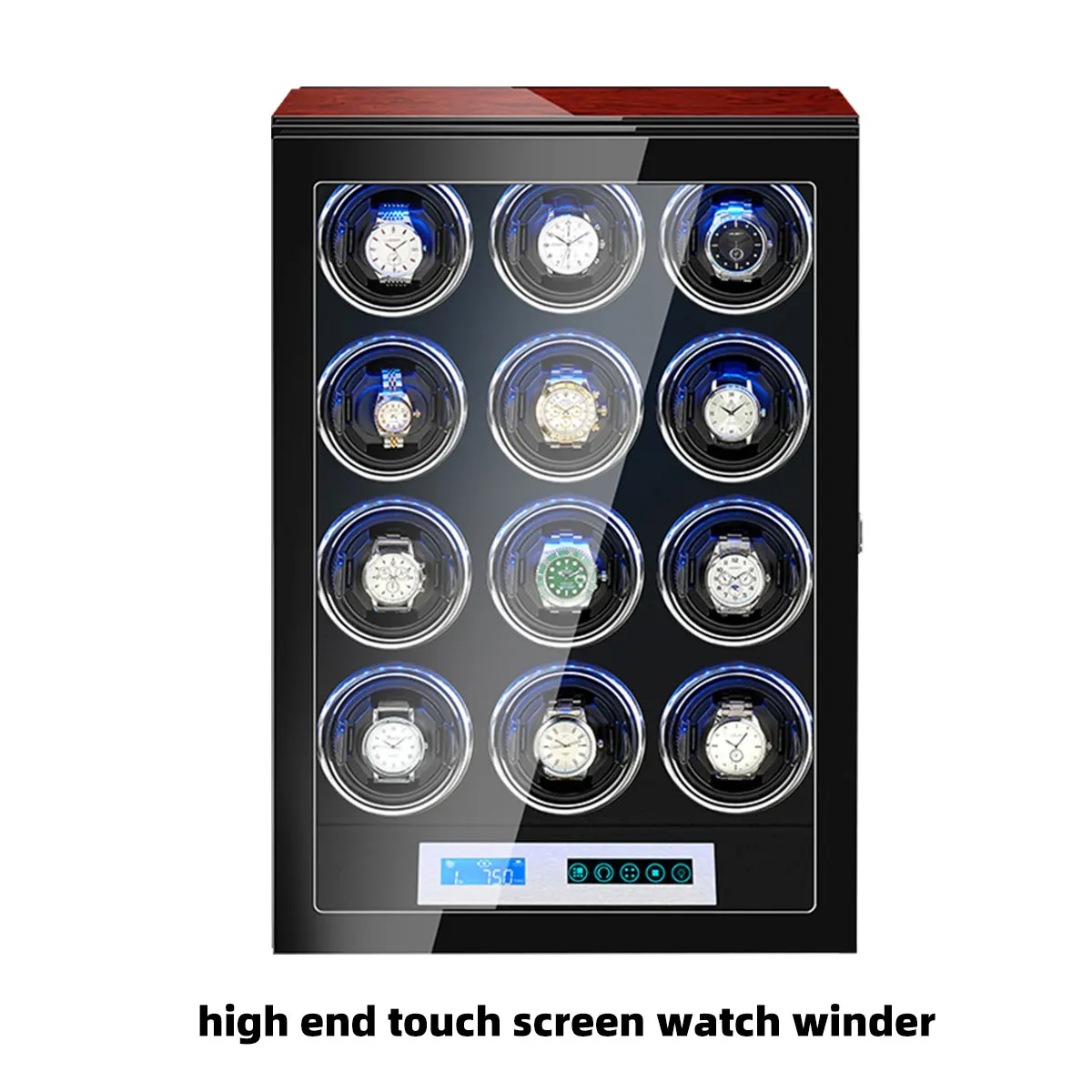 Custom Logo 12 Slots LED luxry Automatic Watch Winder