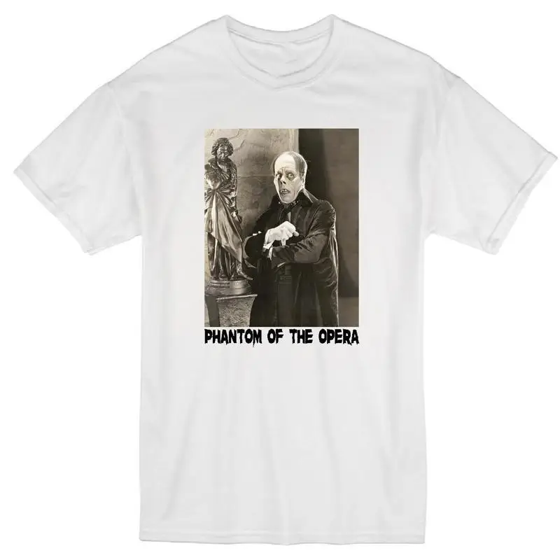 PHANTOM OF THE OPERA LON CHANEY 1925 SILENT HORROR MOVIE WHITE T-SHIRT