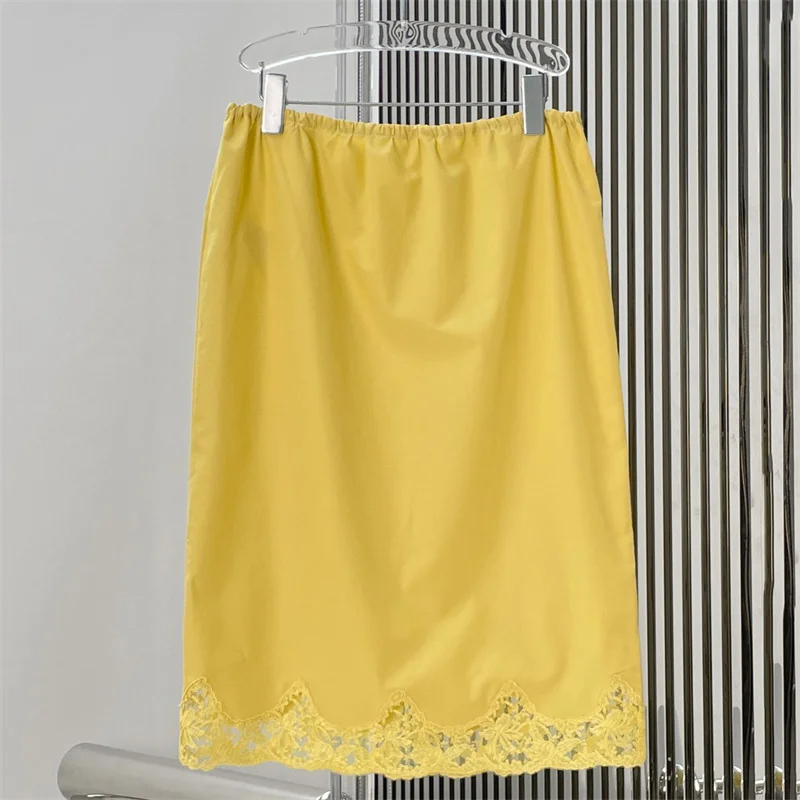 Women's skirt New high waisted slim pencil skirt for summer 2026 Cotton blend drawstring women's half skirt knee length skirt