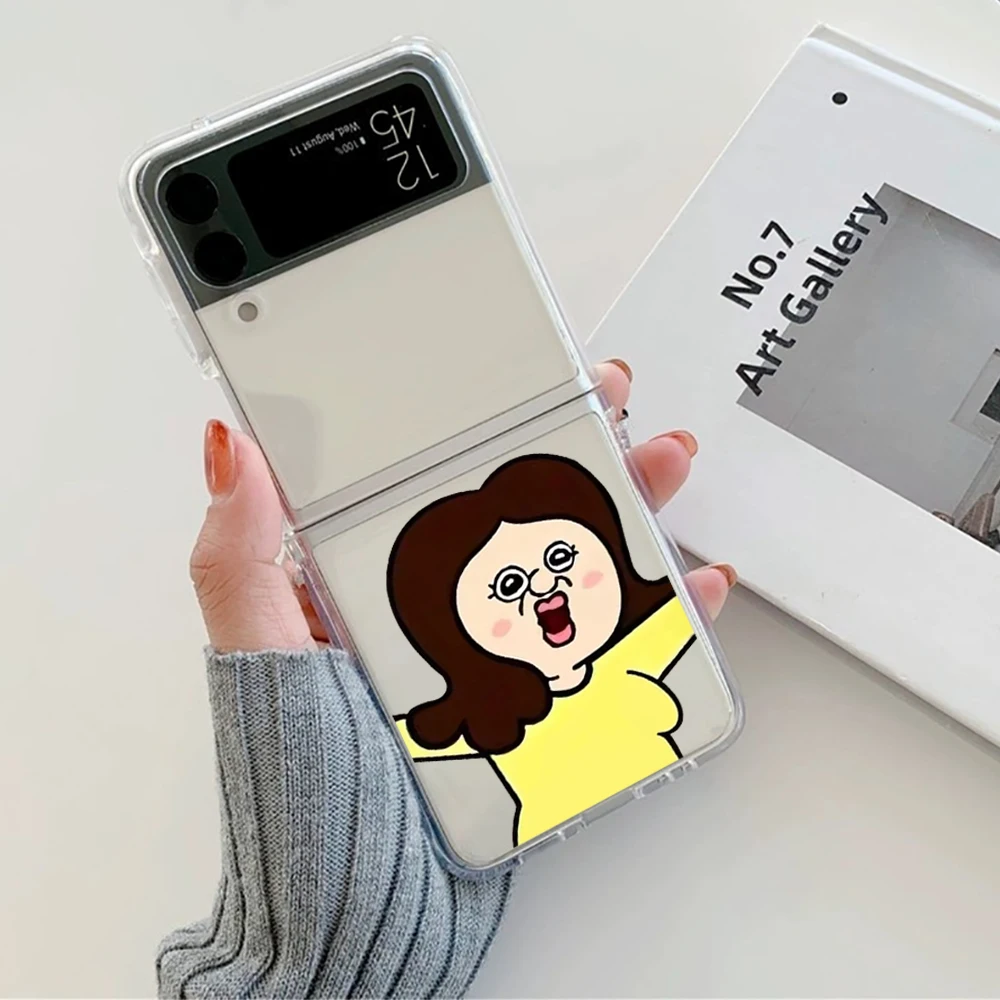 مضحك الكرتون بانغ بانغ تانغ تانغ زوجين قضية الهاتف لسامسونج غالاكسي Z فليب 6 Z فليب 5 الغطاء الصلب لسامسونج Z فليب 4 Z فليب 3 7