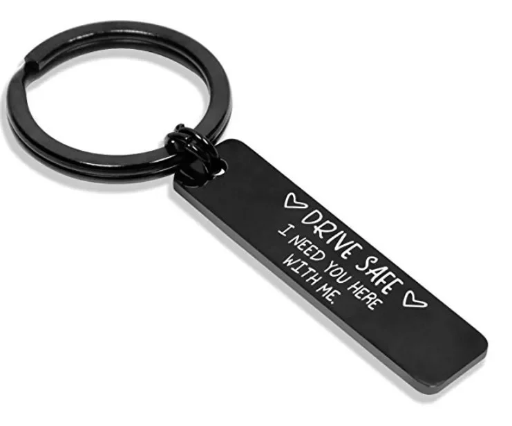 Father Dad Keychain Pendant Metal Drive Safe I Need You Here with Me Key Chains Keyrings