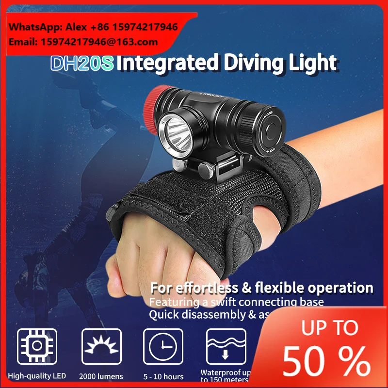Portable High Power LED Dive Flashlight Marine Tactical Waterproof Scuba Equipment For Caving IPX8 Waterproof Dive Lights