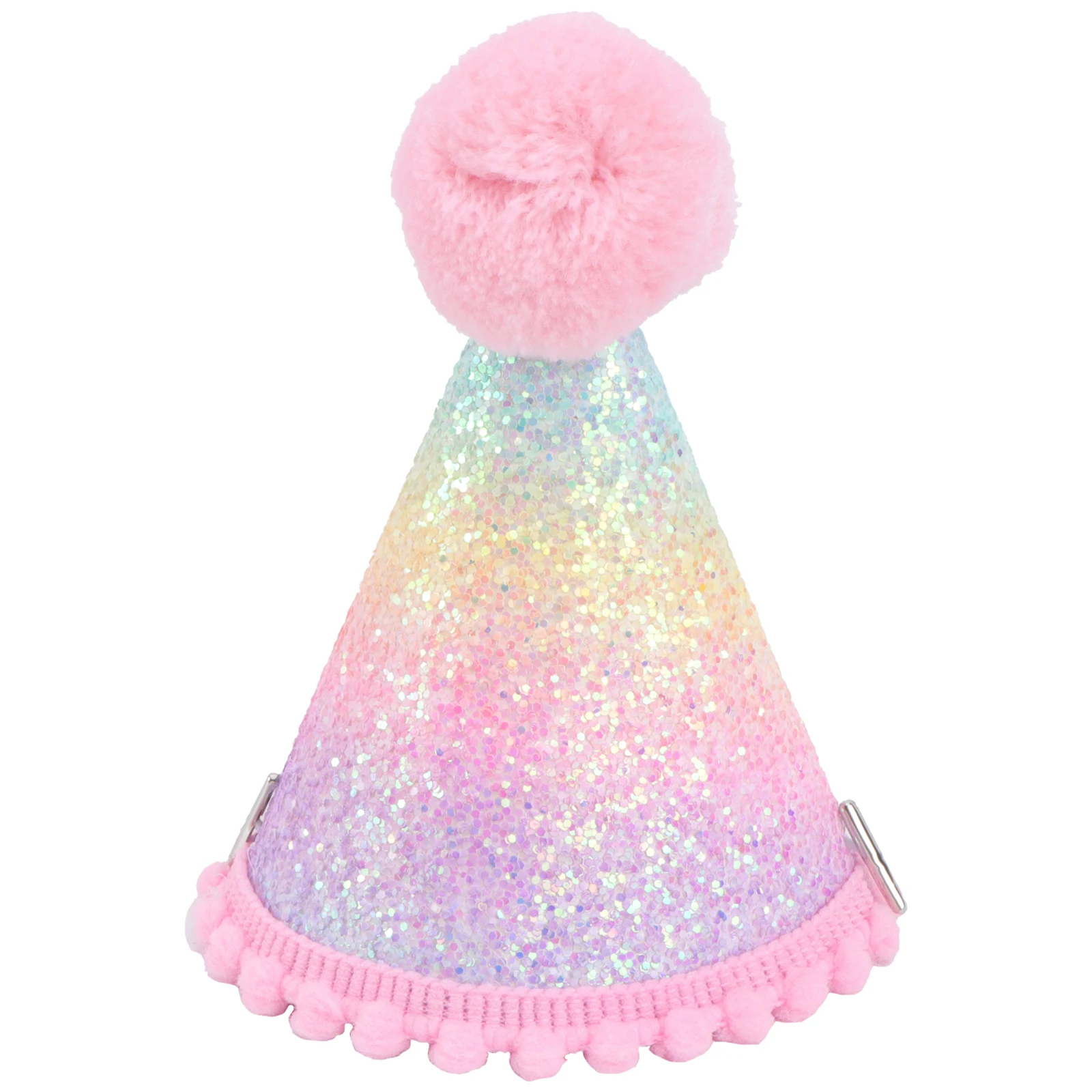 

1pc Rainbow Crown Hat Birthday Party Hats Kids Glitter Cloth Pompom Photo Prop Gifts Supplies Celebratory Accessories Festive