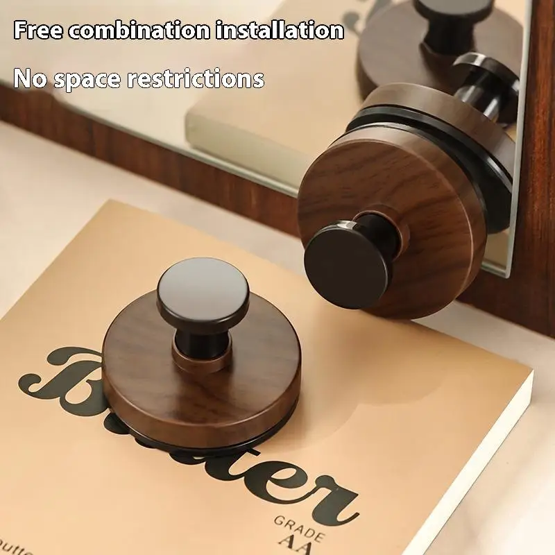 1/2/4 Stuks Walnoot Houtnerf Deur Haak Lijm Badkamer Handdoekenrek Geen-Boor Wandmontage kleerhanger Haak Voor Keuken